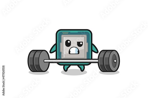cartoon of processor lifting a barbell