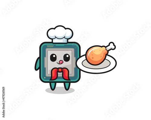 processor fried chicken chef cartoon character