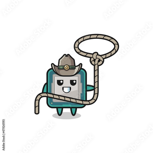 the processor cowboy with lasso rope