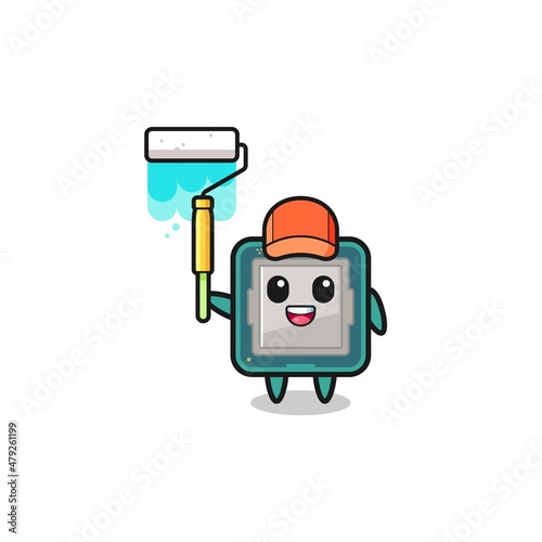 the processor painter mascot with a paint roller
