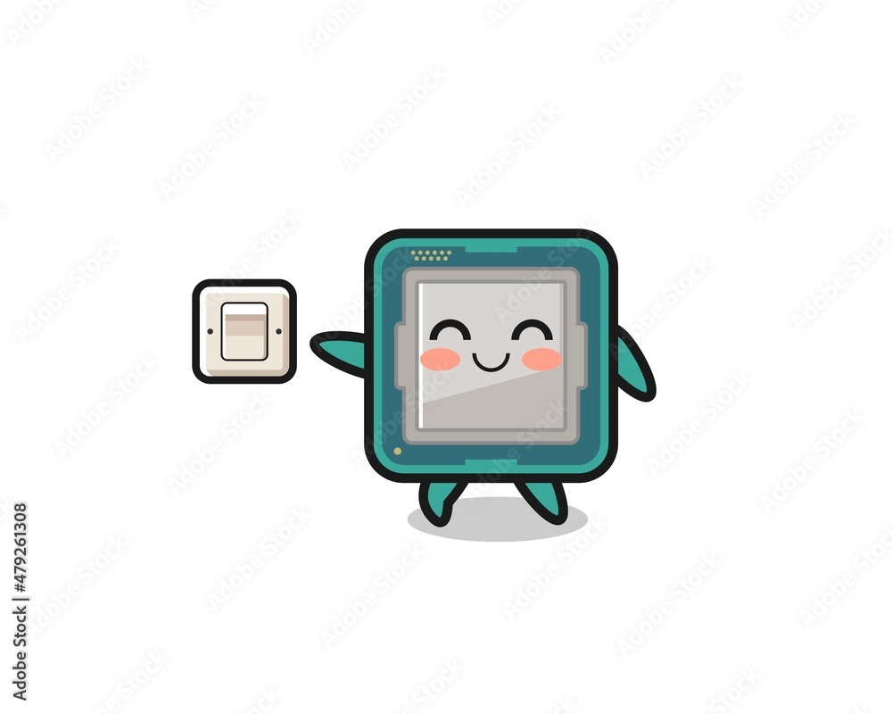 cartoon processor is turning off light cartoon processor is turning off light