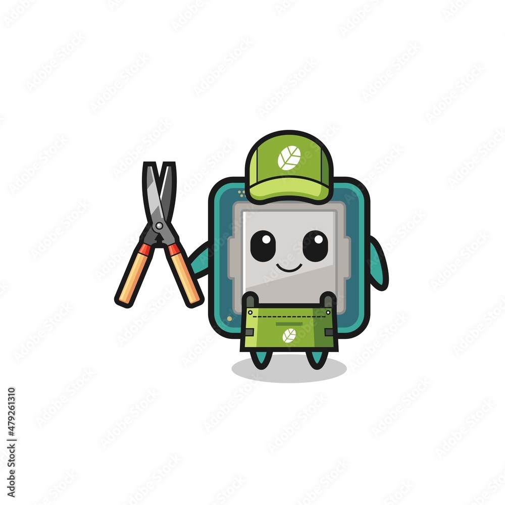 cute processor as gardener mascot