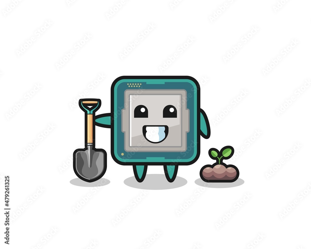 cute processor cartoon is planting a tree seed cute processor cartoon is planting a tree seed