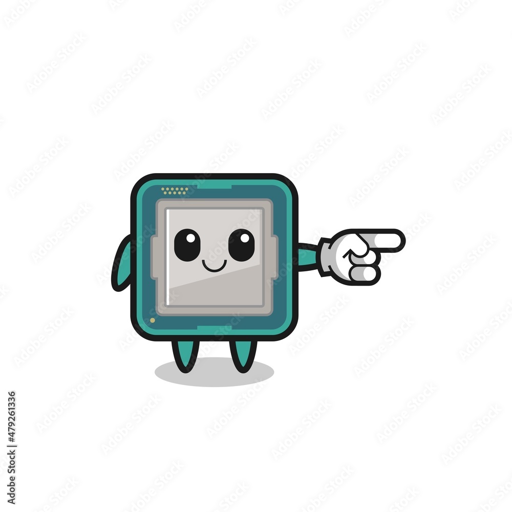 processor mascot with pointing right gesture