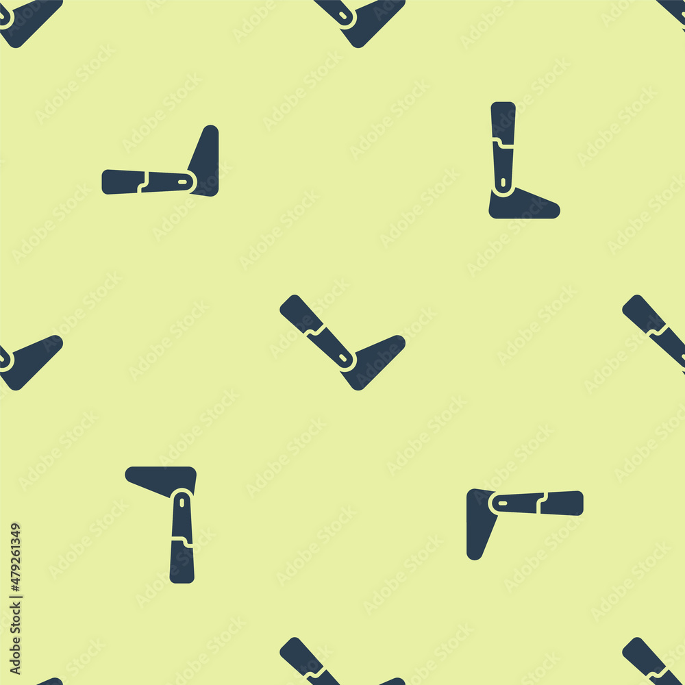 Blue Prosthesis leg icon isolated seamless pattern on yellow background. Futuristic concept of bionic leg, robotic mechanical leg. Vector Blue Prosthesis leg icon isolated seamless pattern on yellow background. Futuristic concept of bionic leg, robotic mechanical leg. Vector