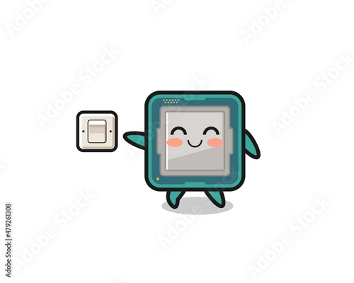 cartoon processor is turning off light