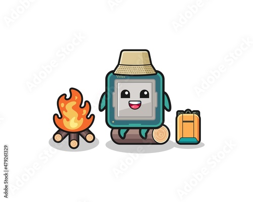 camping illustration of the processor cartoon