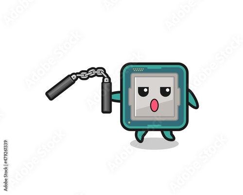 cartoon of processor using nunchaku