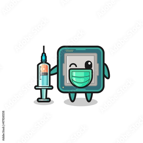 processor mascot as vaccinator
