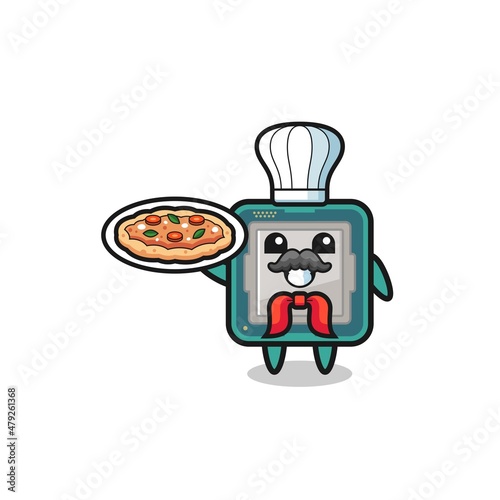 processor character as Italian chef mascot