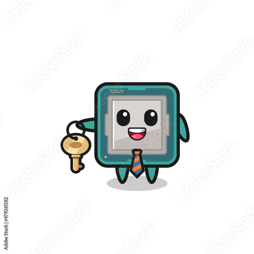 cute processor as a real estate agent mascot