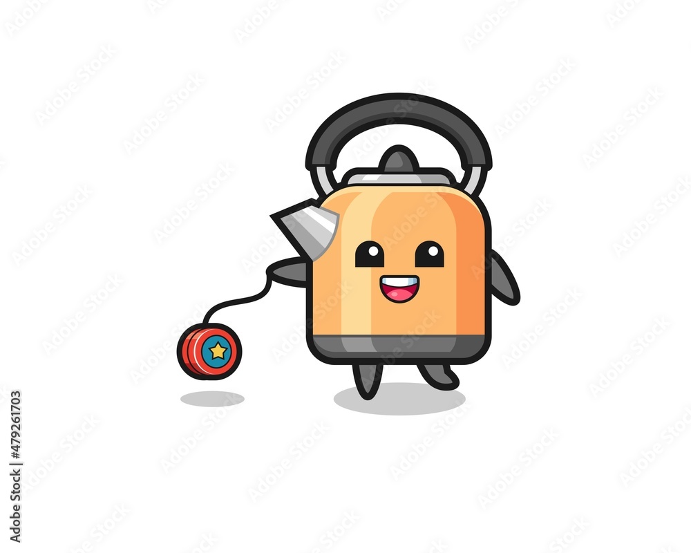 cartoon of cute kettle playing a yoyo cartoon of cute kettle playing a yoyo