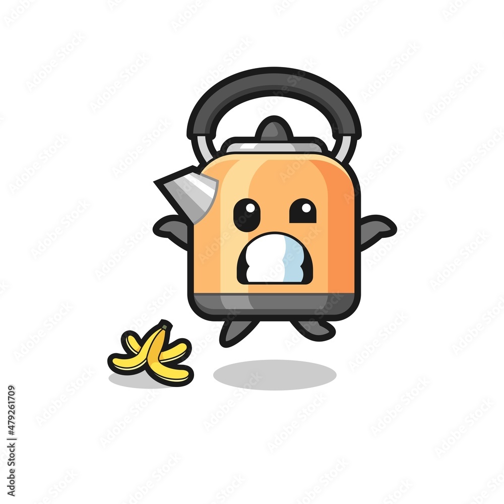 kettle cartoon is slip on a banana peel kettle cartoon is slip on a banana peel