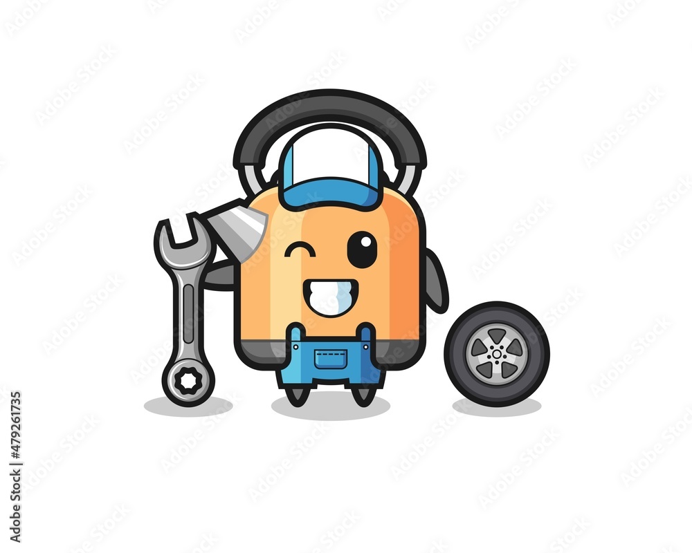 the kettle character as a mechanic mascot