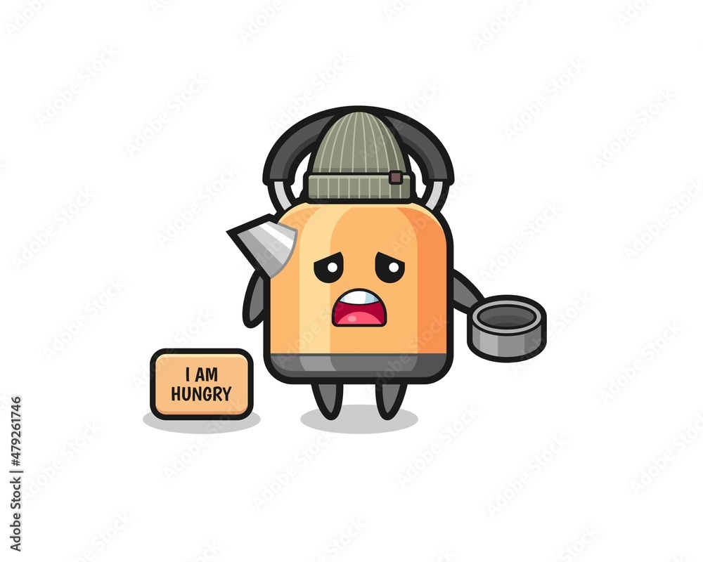 Fototapeta premium cute kettle beggar cartoon character