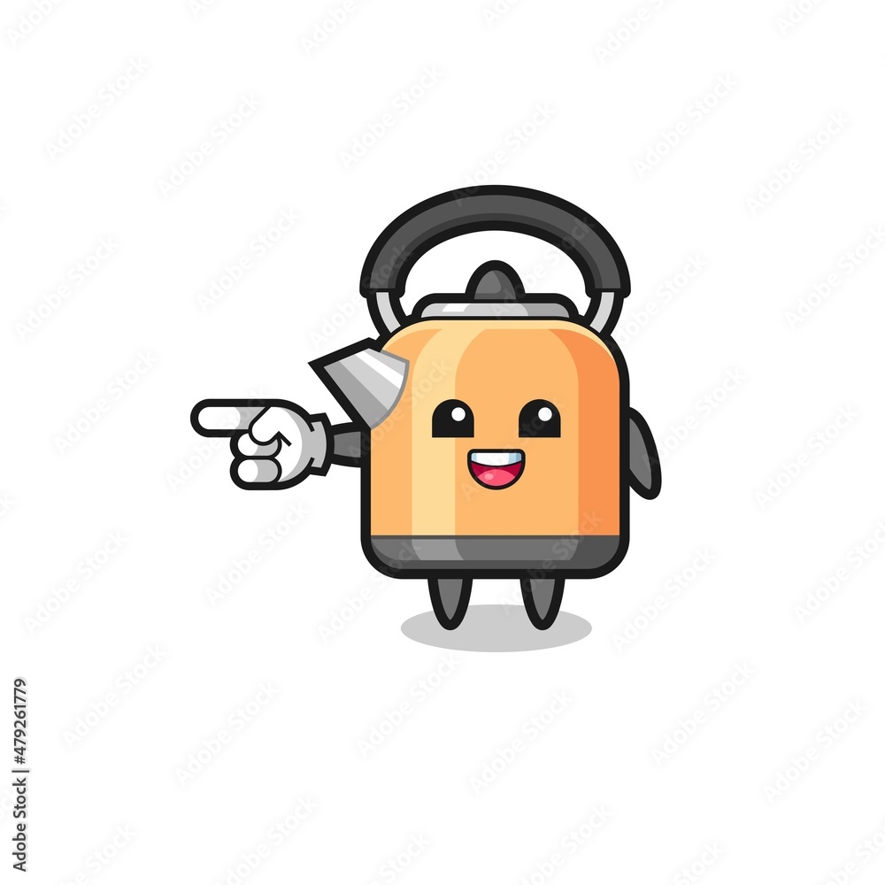 kettle cartoon with pointing left gesture kettle cartoon with pointing left gesture