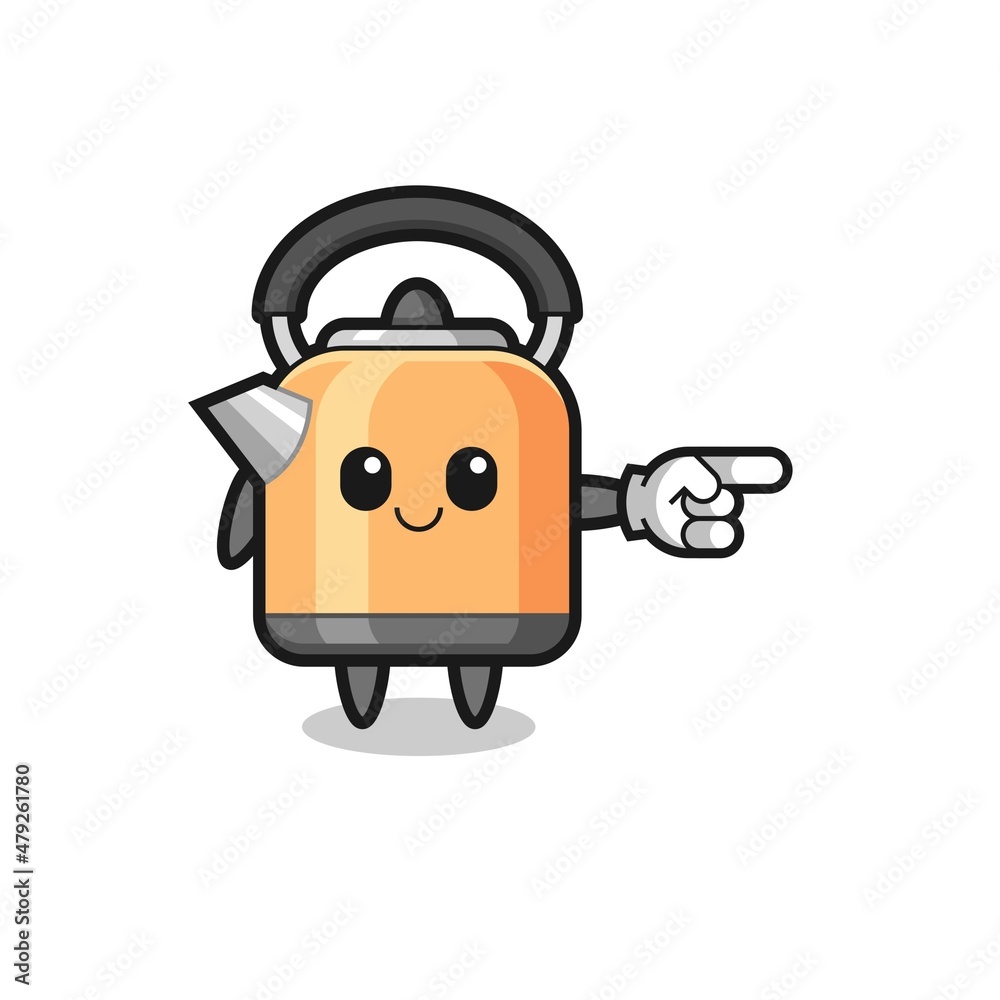 Obraz premium kettle mascot with pointing right gesture