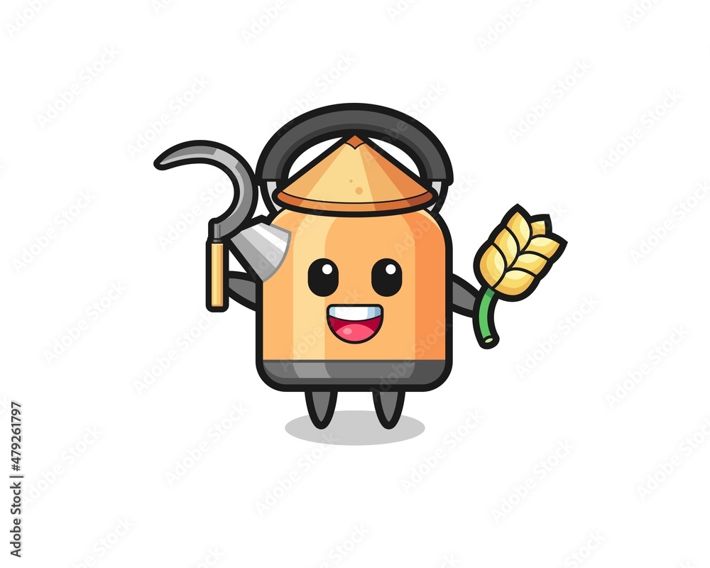 kettle Asian farmer holding paddy kettle Asian farmer holding paddy