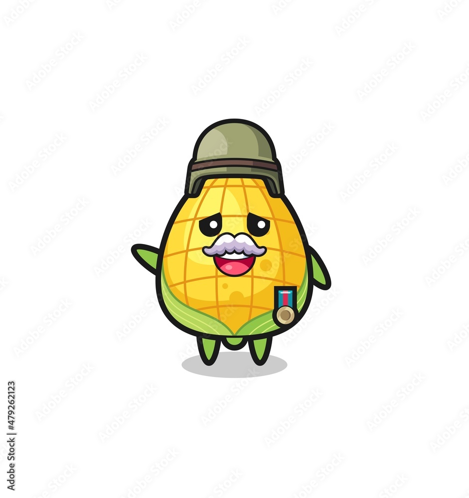 cute corn as veteran cartoon cute corn as veteran cartoon