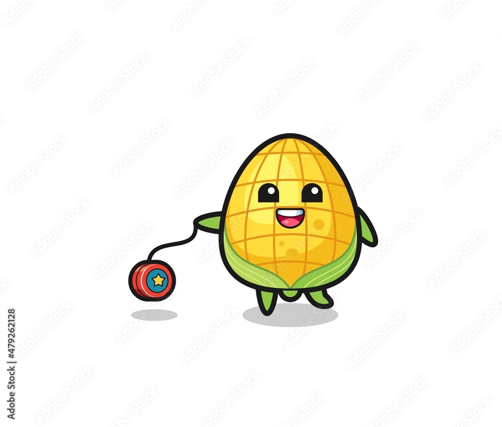 cartoon of cute corn playing a yoyo cartoon of cute corn playing a yoyo