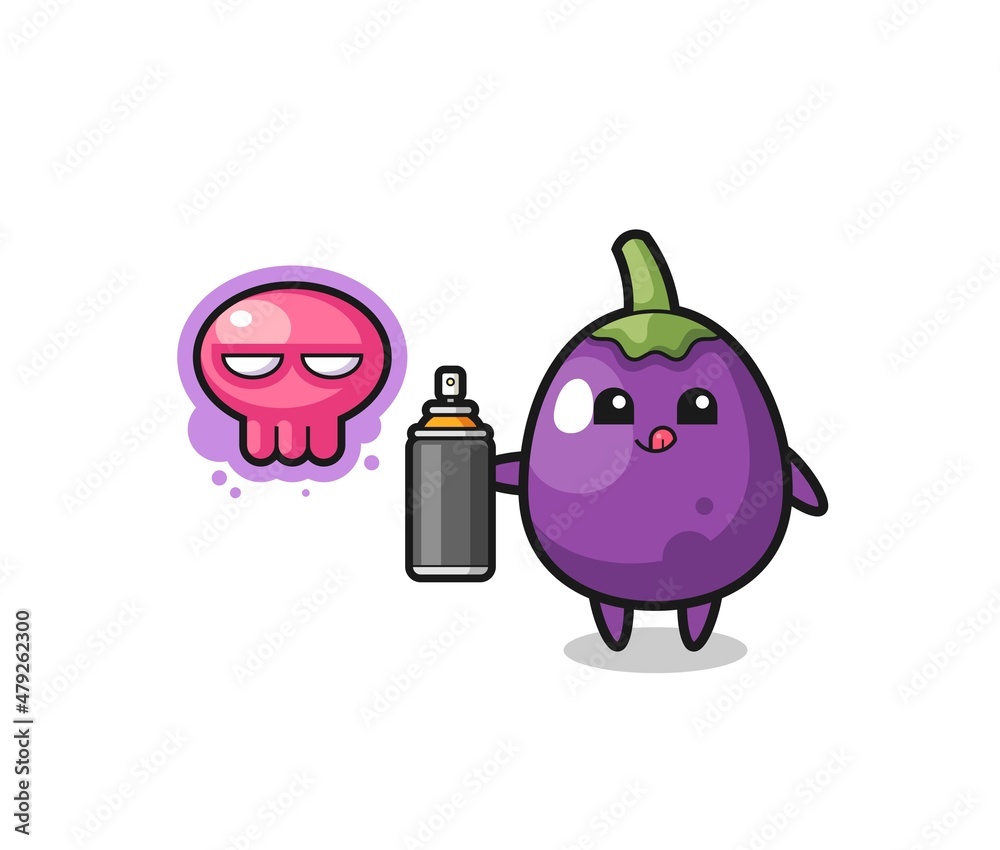 eggplant cartoon make a graffiti with a spray paint eggplant cartoon make a graffiti with a spray paint