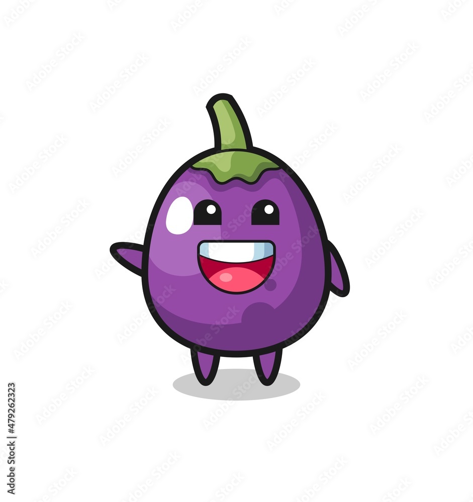 happy eggplant cute mascot character happy eggplant cute mascot character