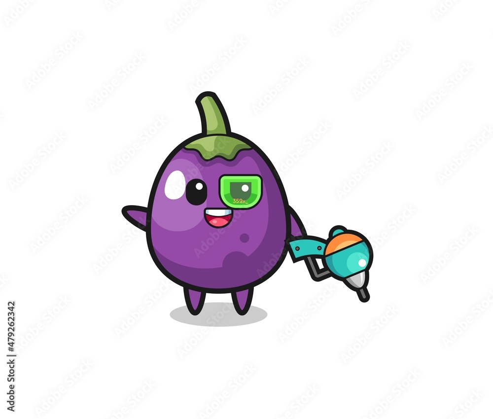eggplant cartoon as future warrior mascot eggplant cartoon as future warrior mascot