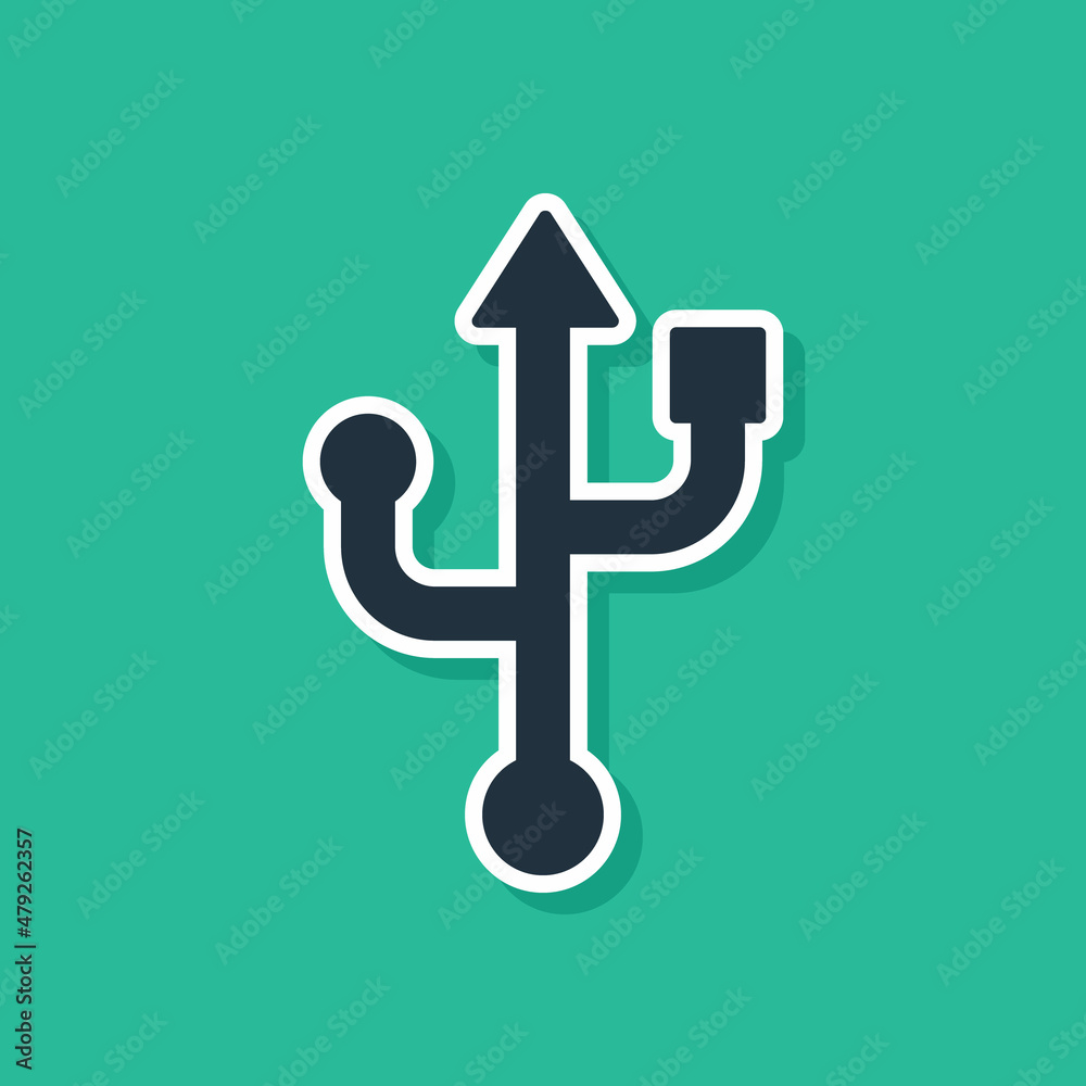 Blue USB symbol icon isolated on green background. Vector Blue USB symbol icon isolated on green background. Vector