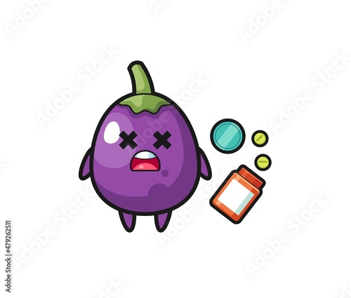 illustration of overdose eggplant character