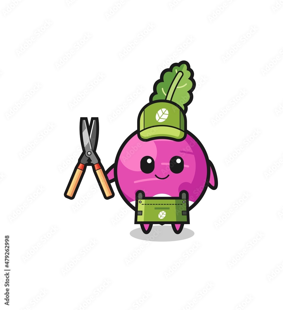 cute turnip as gardener mascot cute turnip as gardener mascot