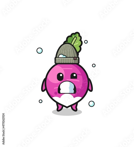 cute cartoon turnip with shivering expression