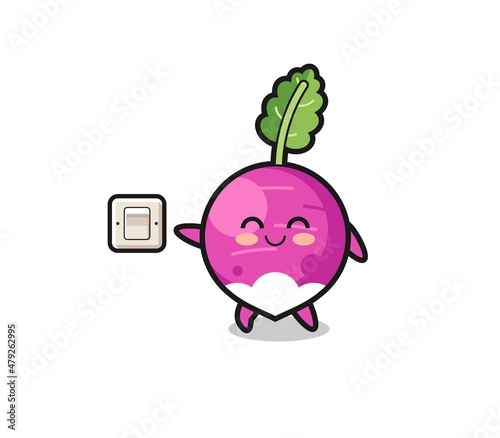 cartoon turnip is turning off light
