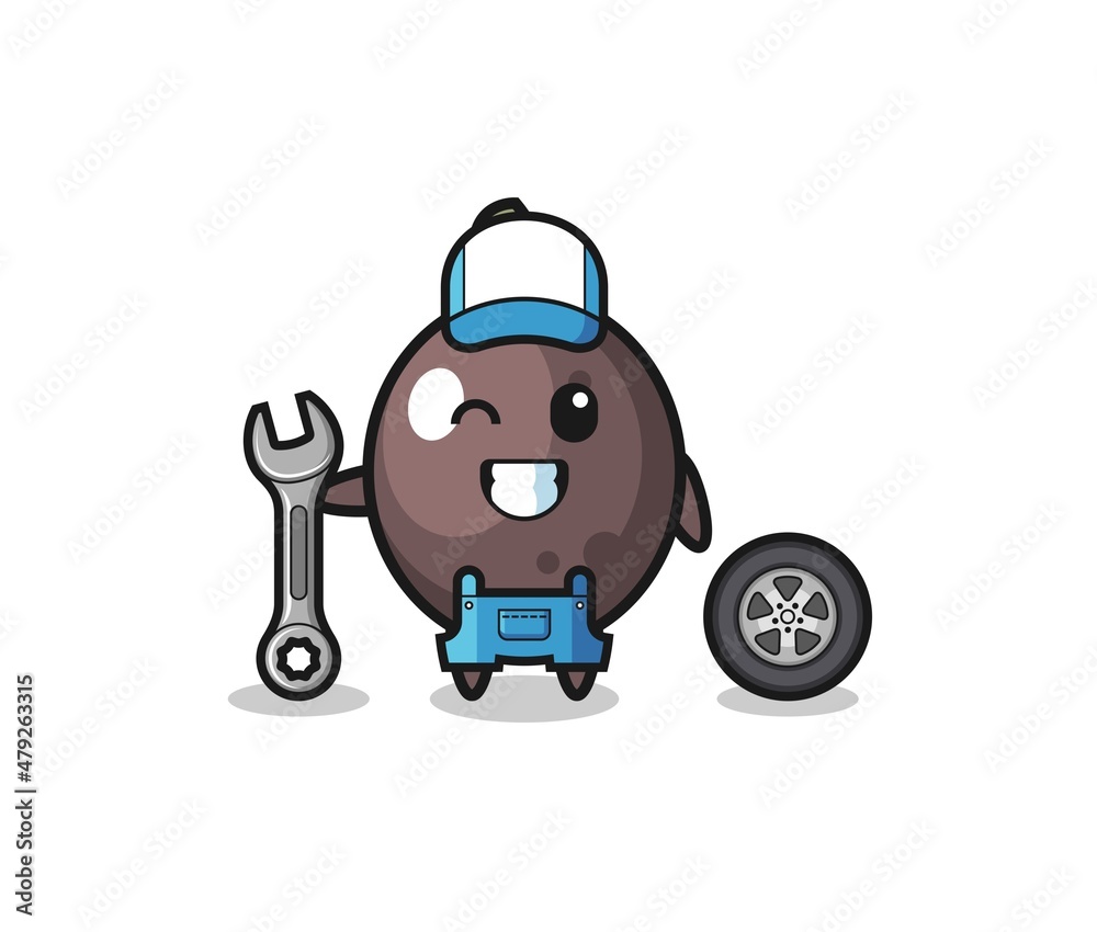 the black olive character as a mechanic mascot