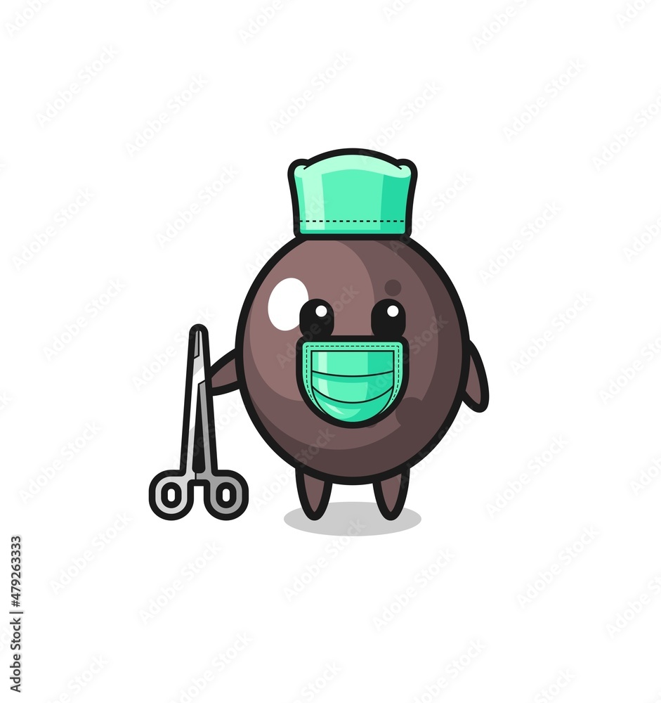 surgeon black olive mascot character surgeon black olive mascot character