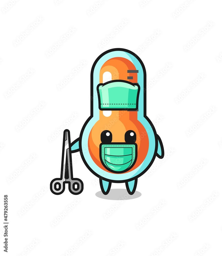 surgeon thermometer mascot character