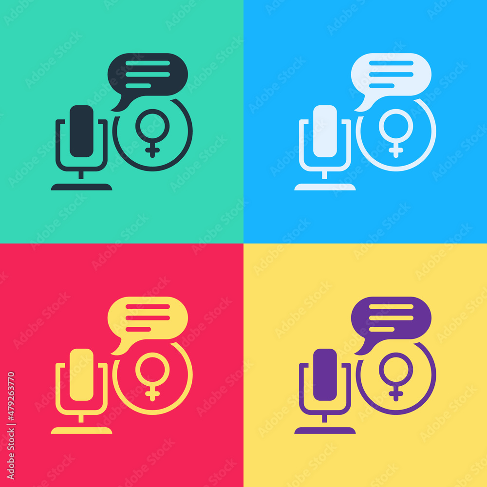 Pop art Microphone icon isolated on color background. On air radio mic microphone. Speaker sign. Vector Pop art Microphone icon isolated on color background. On air radio mic microphone. Speaker sign. Vector