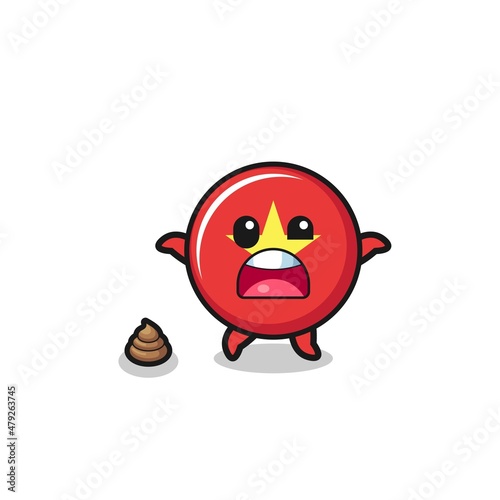 vietnam flag earth surprised to meet poop