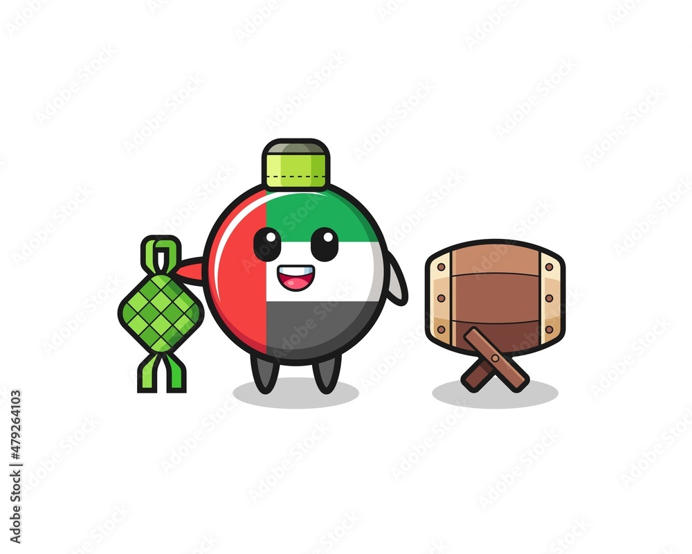 uae flag muslim character are celebrating Eid Al Fitr uae flag muslim character are celebrating Eid Al Fitr