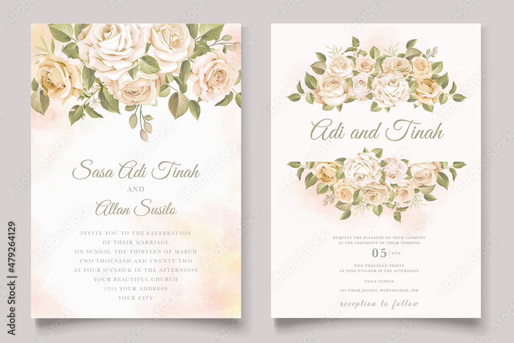 elegant hand drawn roses invitation card set elegant hand drawn roses invitation card set