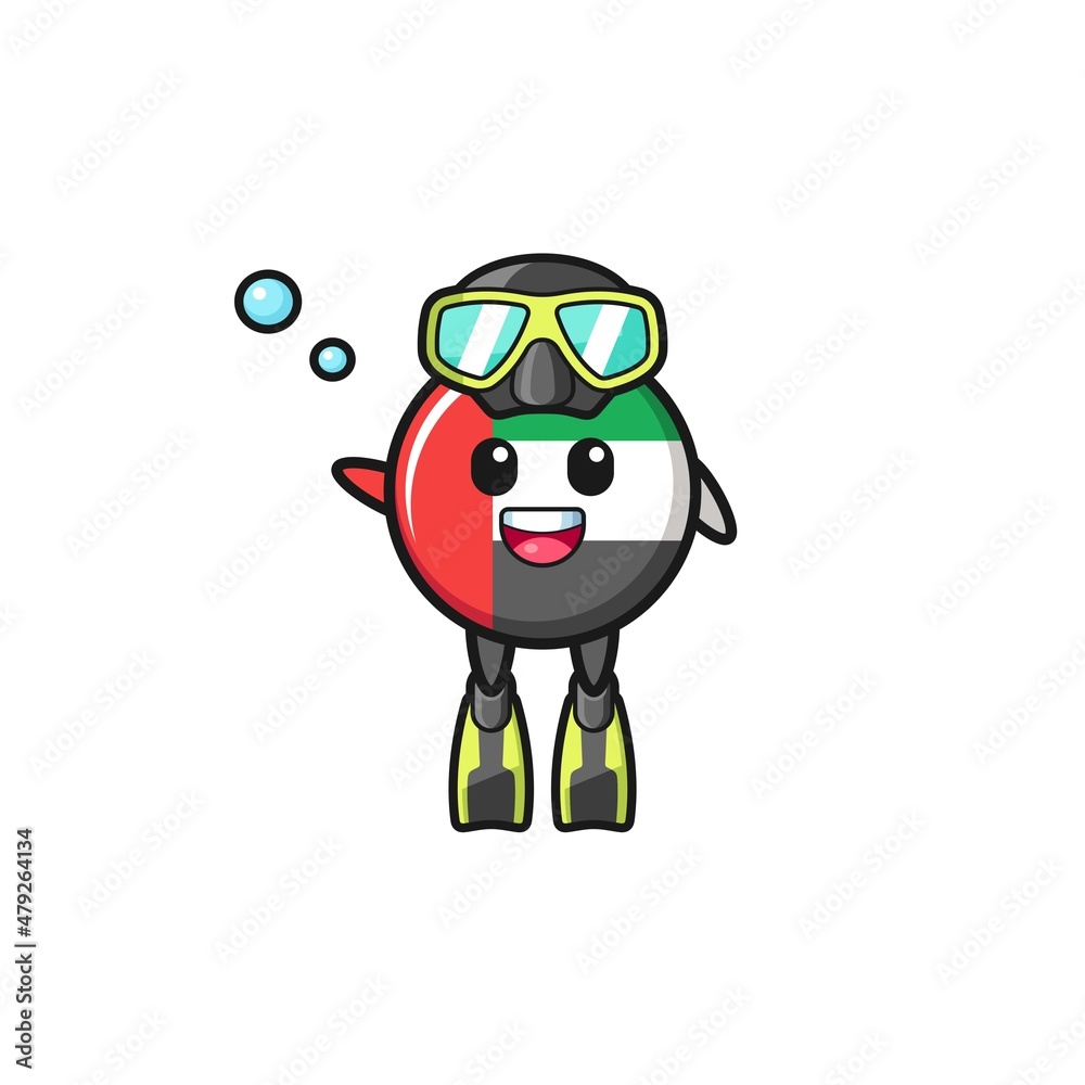 the uae flag diver cartoon character the uae flag diver cartoon character