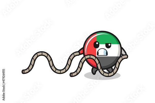illustration of uae flag doing battle rope workout