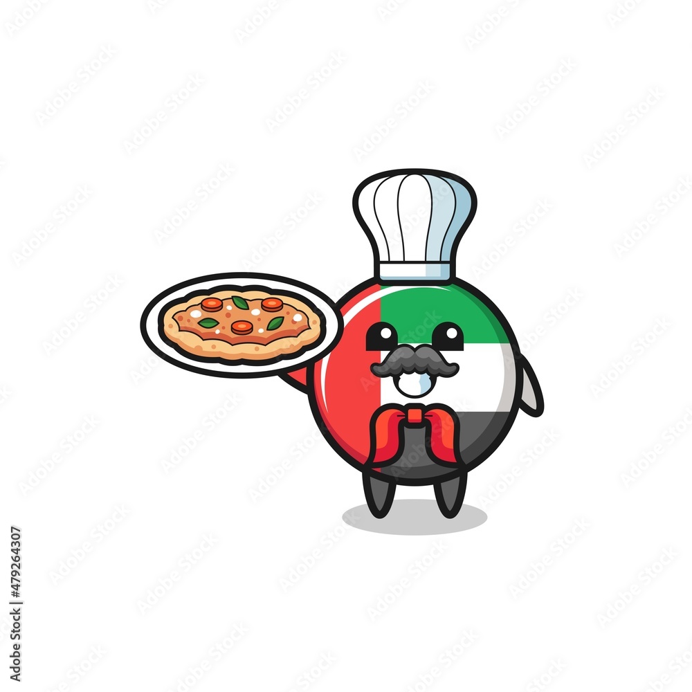 uae flag character as Italian chef mascot uae flag character as Italian chef mascot