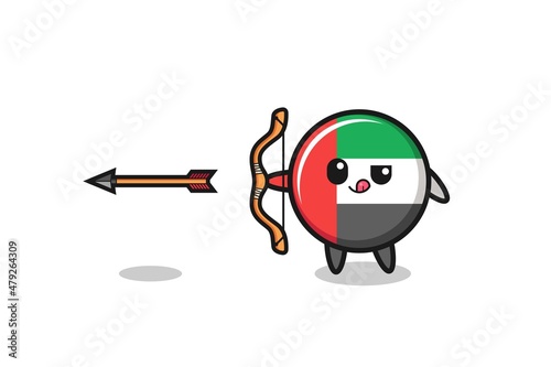 illustration of uae flag character doing archery