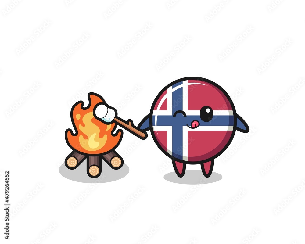 norway flag character is burning marshmallow norway flag character is burning marshmallow
