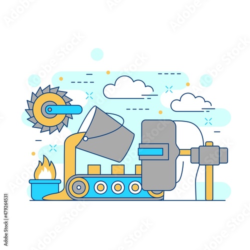 Metallurgy industrial concept website illustration design 2