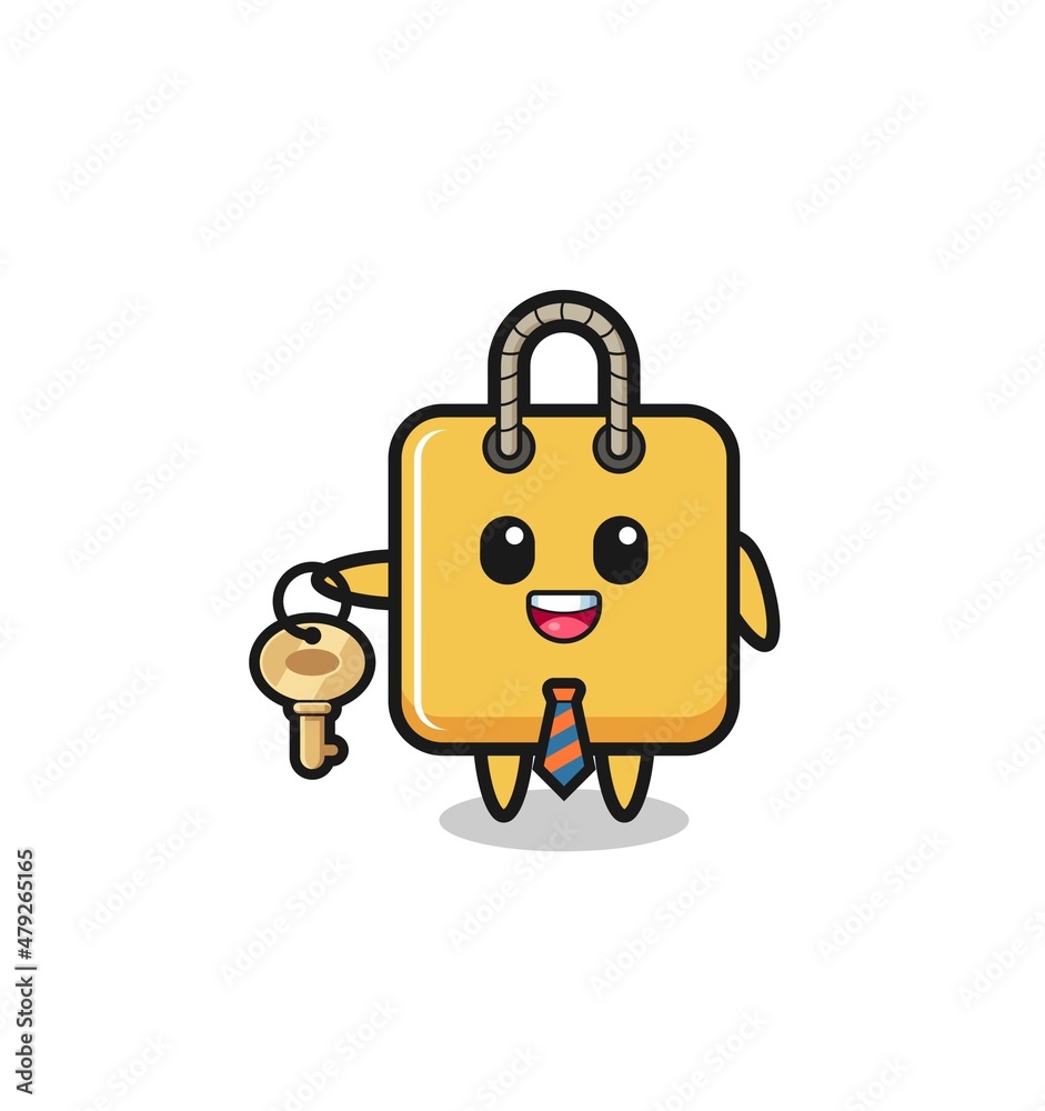 cute shopping bag as a real estate agent mascot cute shopping bag as a real estate agent mascot
