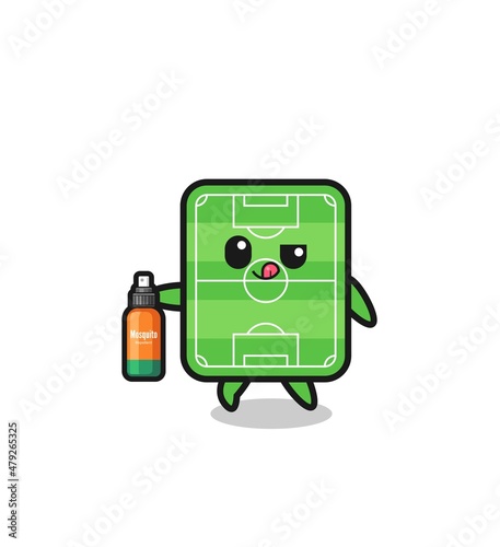cute football field holding mosquito repellent
