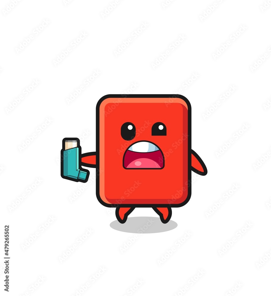 red card mascot having asthma while holding the inhaler red card mascot having asthma while holding the inhaler