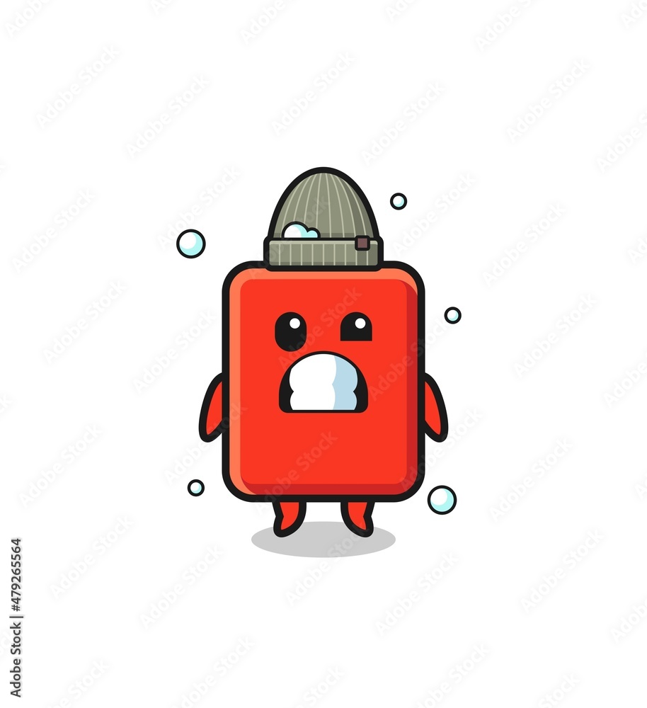 cute cartoon red card with shivering expression
