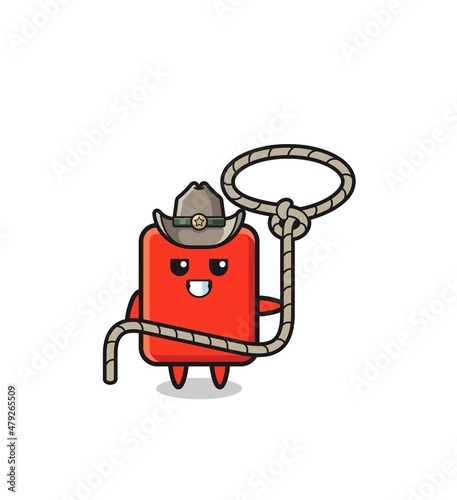 the red card cowboy with lasso rope